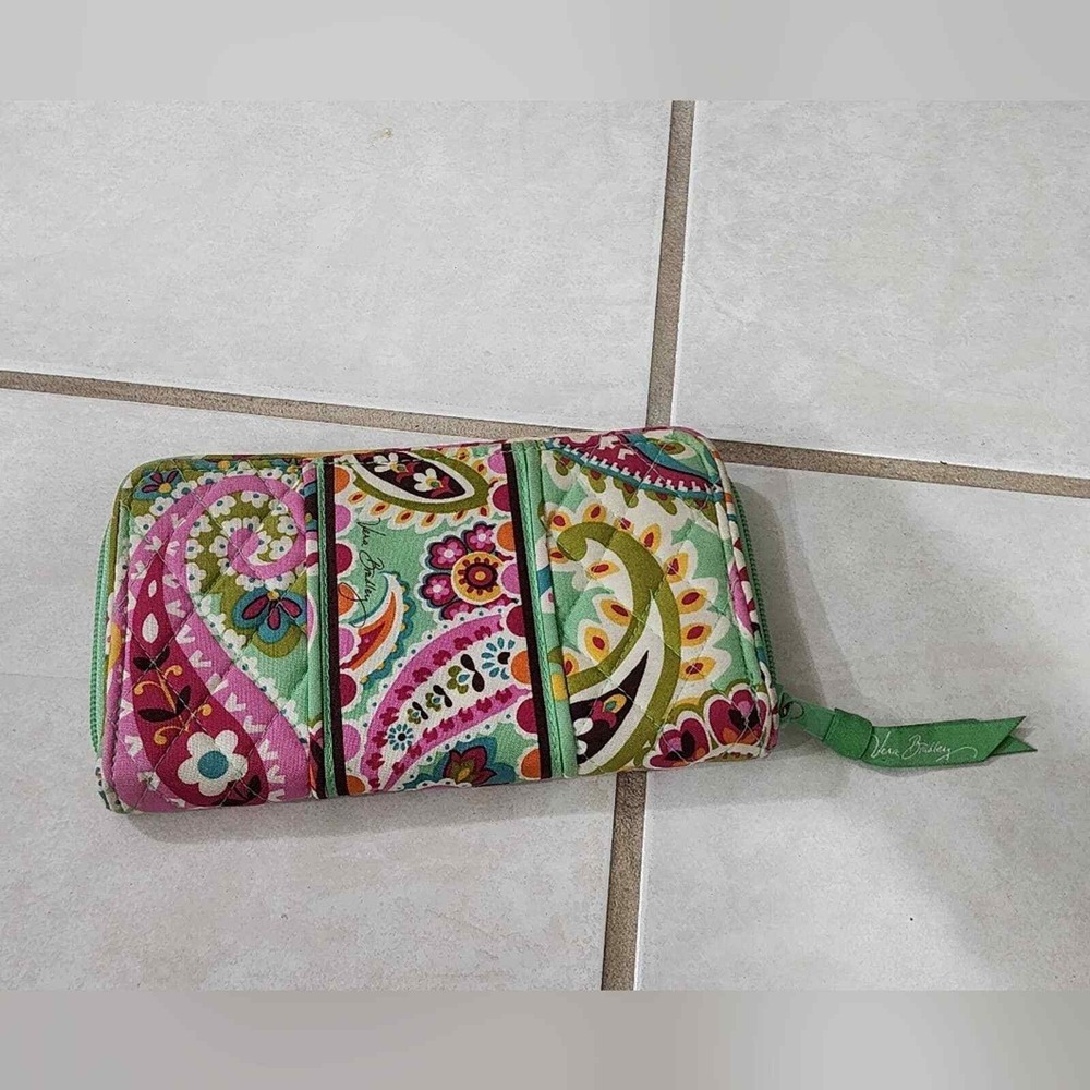 Vera Bradley Green and pink Accordion Wallet Tutti Frutti - Picture 3 of 9